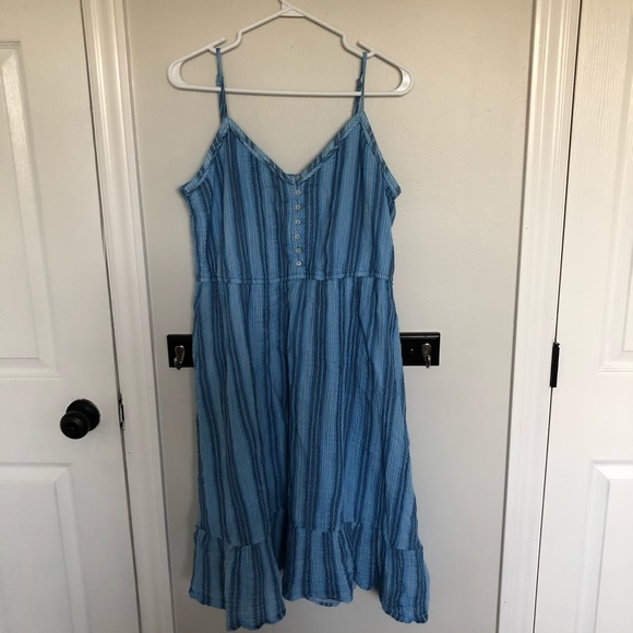 aerie Dresses & Skirts - Striped Blue Aerie Midi Dress